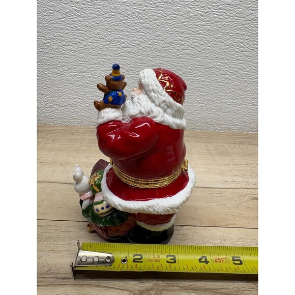Traditions Porcelain Hand Painted Trinket Box Santa With Toys - Picture 11 of 15